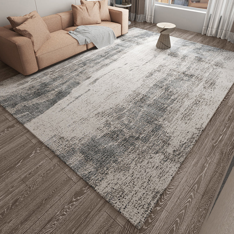 Modern Grey Area Carpet Geometric Pattern Polyester Area Rug Stain Resistant Rug for Living Room