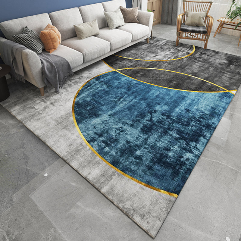 Modern Grey Area Carpet Geometric Pattern Polyester Area Rug Stain Resistant Rug for Living Room