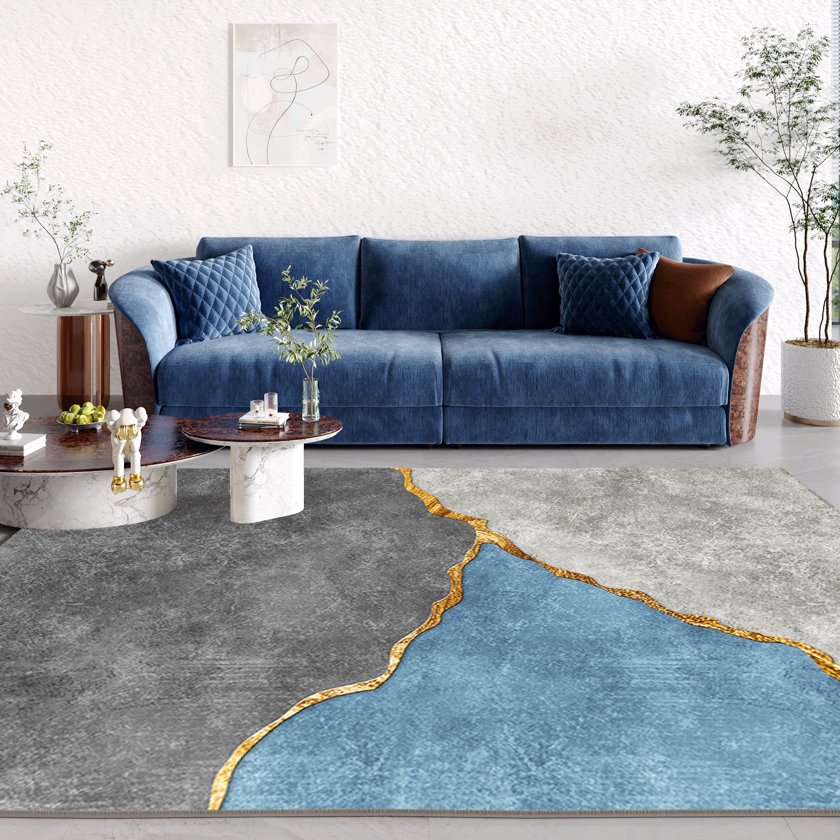 Wunderschöner waschbarer Teppich Trendy Polyester Fläche Teppich nicht rutschfestes Hintergrund Teppich für Wohnzimmer