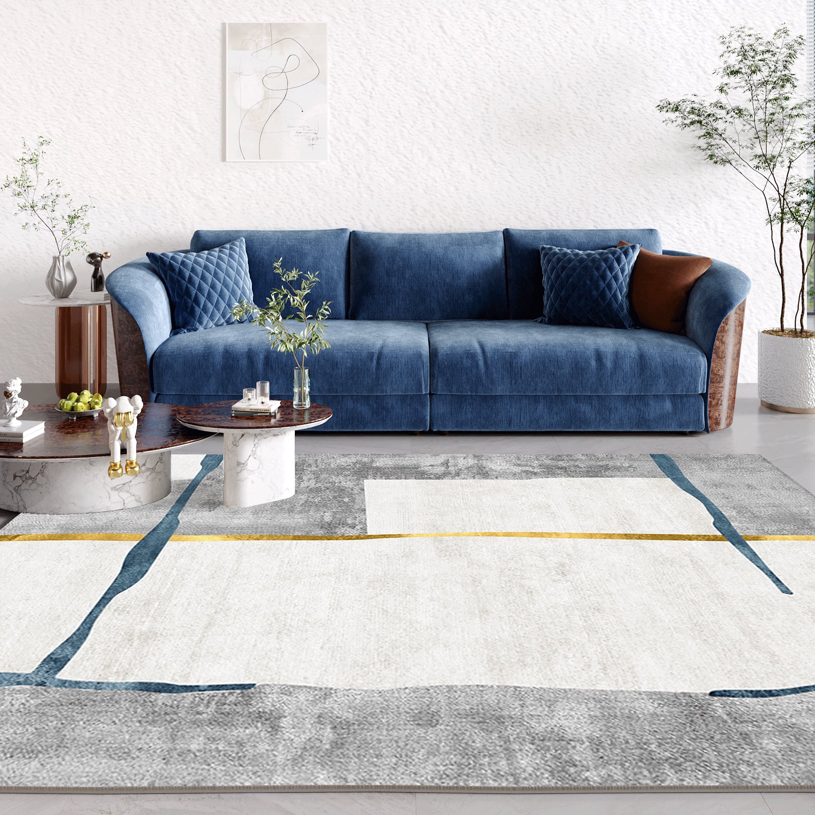 Wunderschöner waschbarer Teppich Trendy Polyester Fläche Teppich nicht rutschfestes Hintergrund Teppich für Wohnzimmer