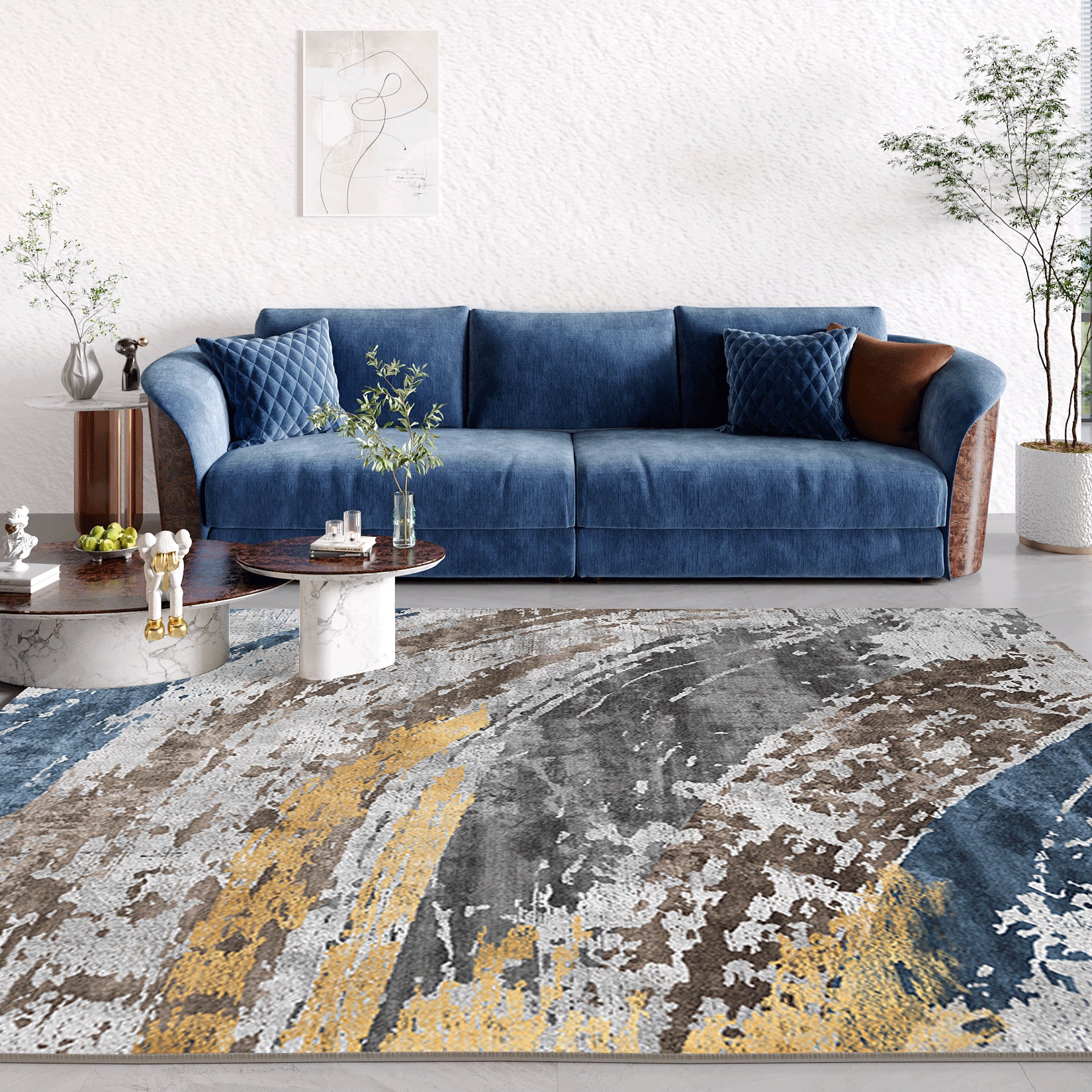 Wunderschöner waschbarer Teppich Trendy Polyester Fläche Teppich nicht rutschfestes Hintergrund Teppich für Wohnzimmer