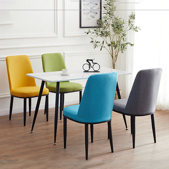 Silla de comedor moderna para interiores y exteriores, silla con respaldo sólido acolchado sin brazos de metal