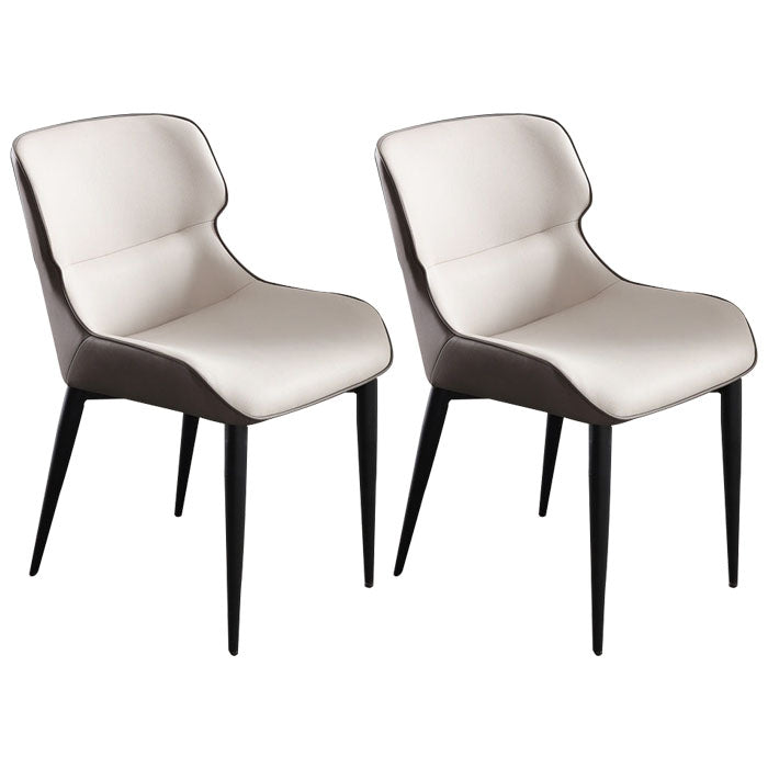 Sillas de comedor de cuero estilo moderno Butacas Parsons con respaldo (juego de 2)
