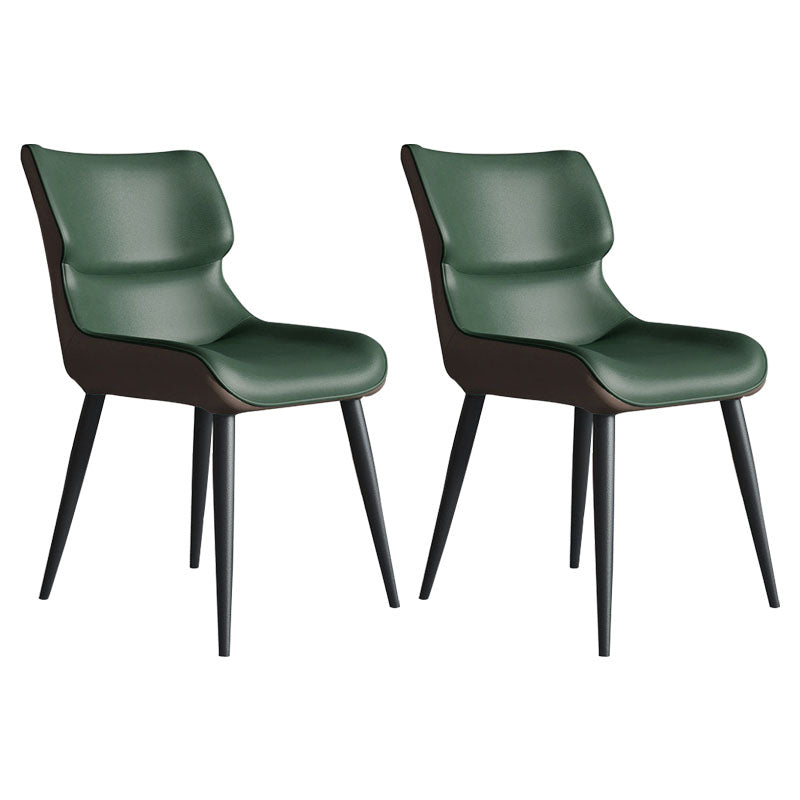 Sillas de comedor de cuero estilo moderno Butacas Parsons con respaldo (juego de 2)