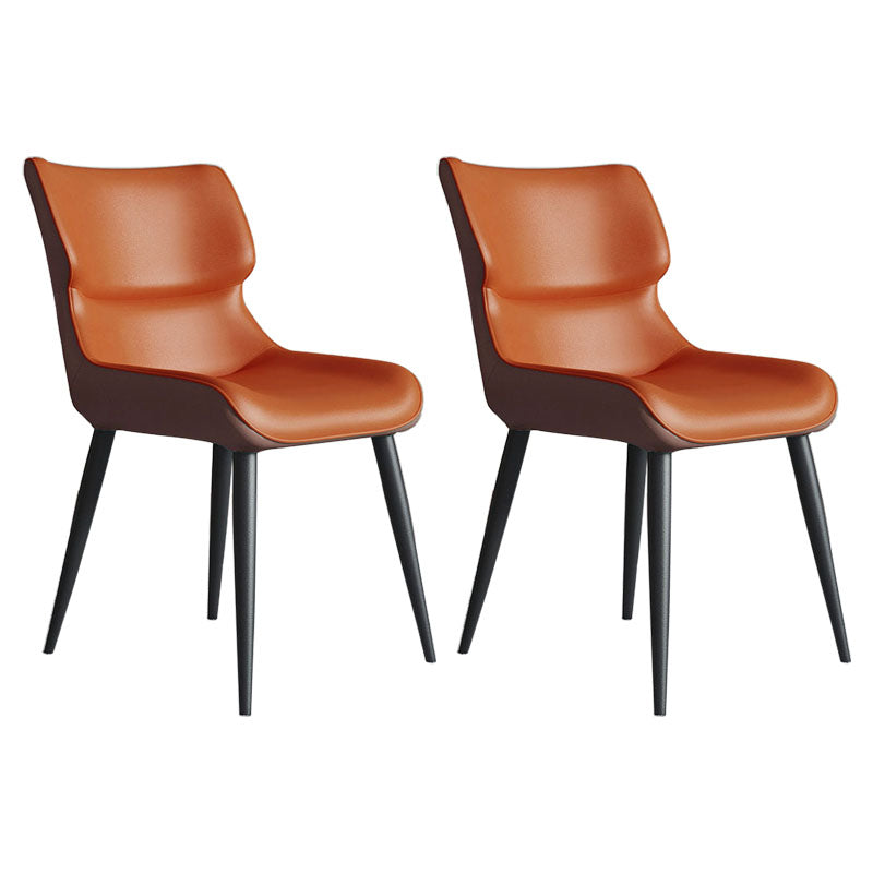 Sillas de comedor de cuero estilo moderno Butacas Parsons con respaldo (juego de 2)