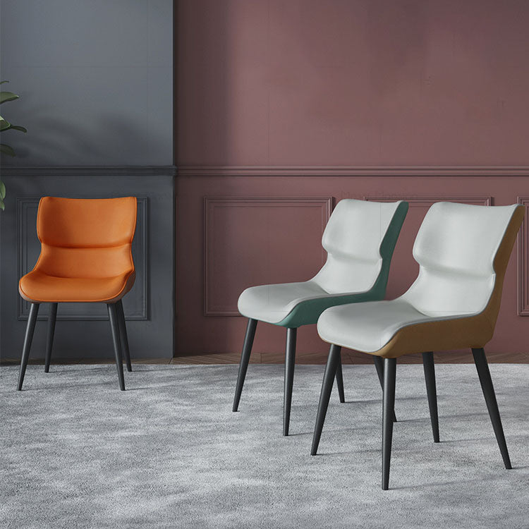 Sillas de comedor de cuero estilo moderno Butacas Parsons con respaldo (juego de 2)