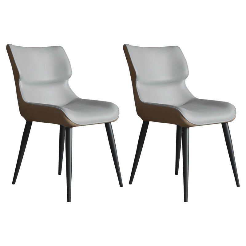 Sillas de comedor de cuero estilo moderno Butacas Parsons con respaldo (juego de 2)