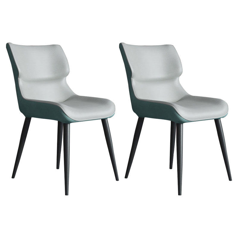 Sillas de comedor de cuero estilo moderno Butacas Parsons con respaldo (juego de 2)