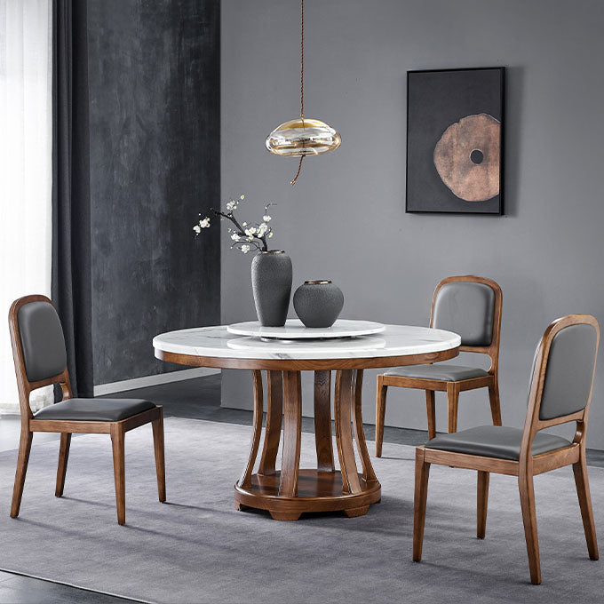 Chaises d'appoint de salle à manger en bois de style contemporain Chaises d'appoint de salle à manger à dossier ouvert (Ensemble de 2)