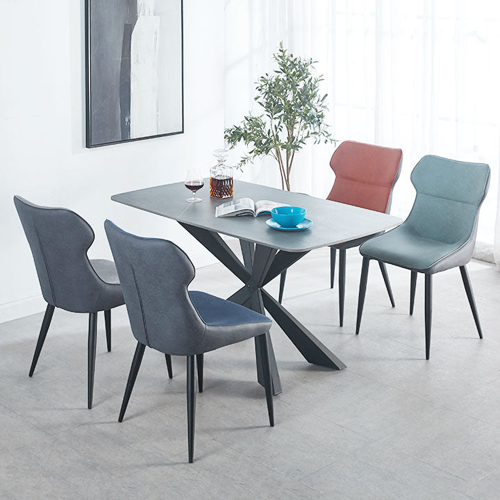 Chaises de salle à manger en faux cuir contemporain chaises sans bras pour cuisine