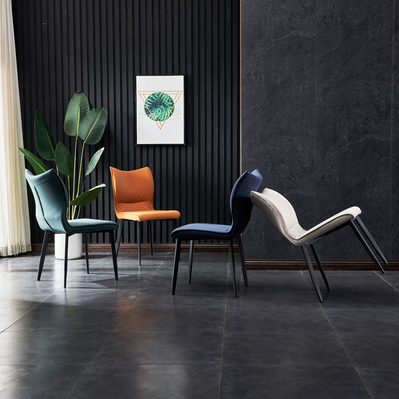 Chaises de salle à manger contemporaines en cuir PU, chaises latérales à dossier solide sans accoudoirs pour usage domestique
