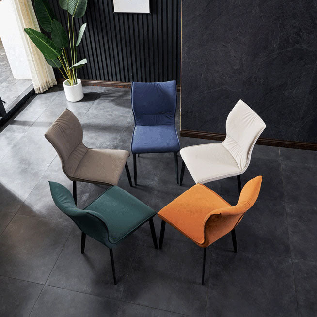 Chaises de salle à manger contemporaines en cuir PU, chaises latérales à dossier solide sans accoudoirs pour usage domestique