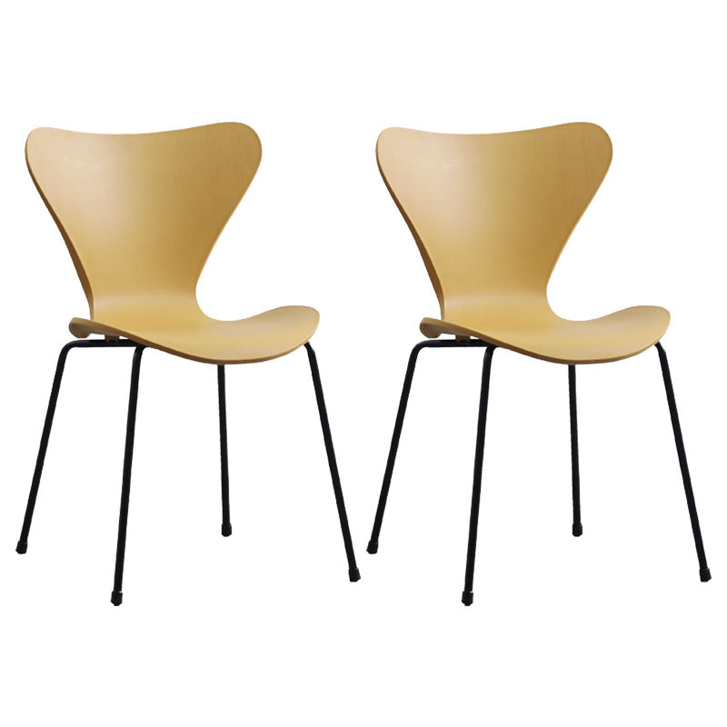 Home Wingback Dining Armless Chairs Indoor Dining Side Chairs with Metal Legs
