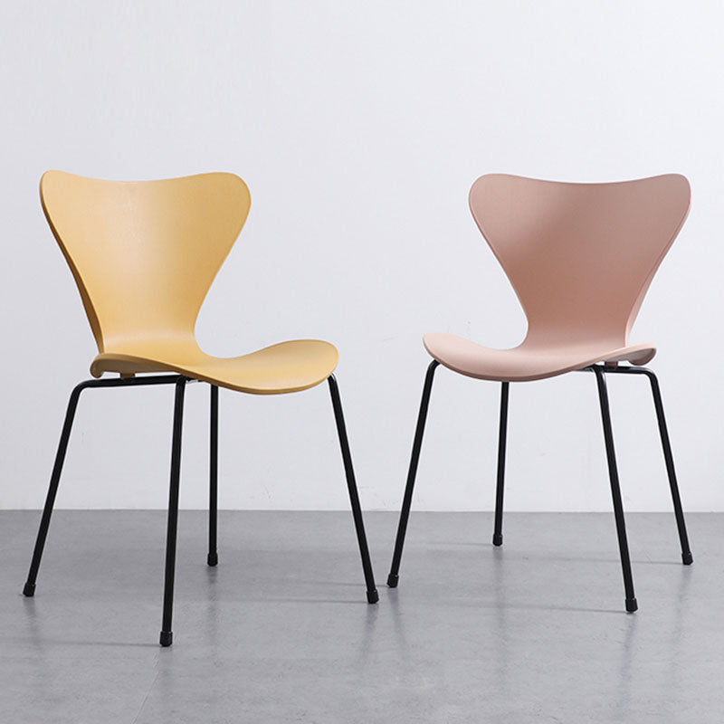 Home Wingback Dining Armless Chairs Indoor Dining Side Chairs with Metal Legs