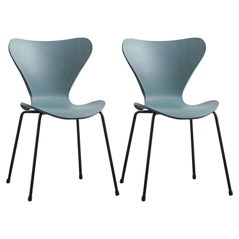 Home Wingback Dining Armless Chairs Indoor Dining Side Chairs with Metal Legs