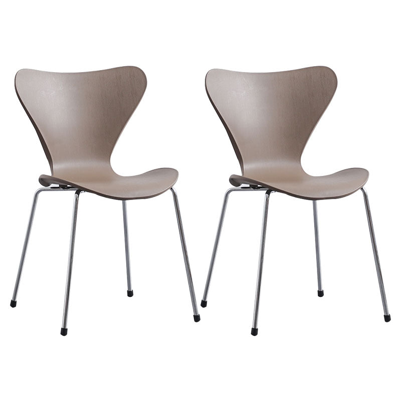 Home Wingback Dining Armless Chairs Indoor Dining Side Chairs with Metal Legs