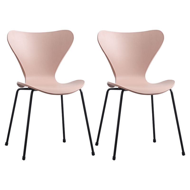 Home Wingback Dining Armless Chairs Indoor Dining Side Chairs with Metal Legs