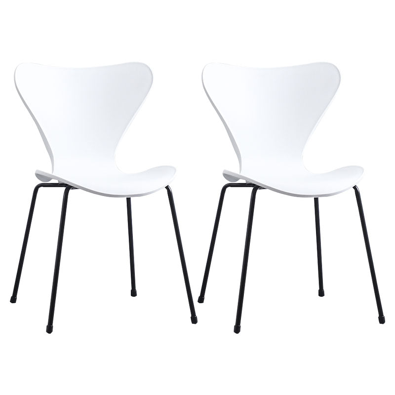 Home Wingback Dining Armless Chairs Indoor Dining Side Chairs with Metal Legs
