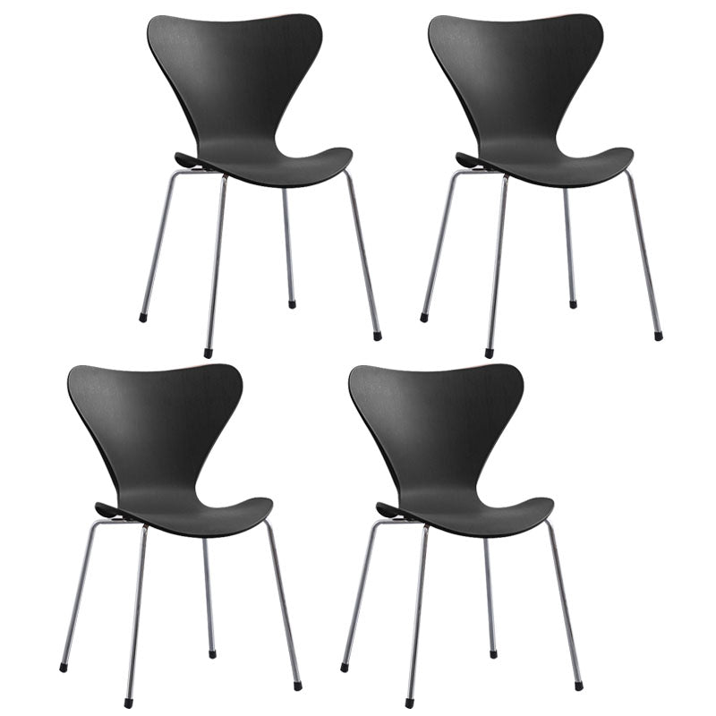 Home Wingback Dining Armless Chairs Indoor Dining Side Chairs with Metal Legs