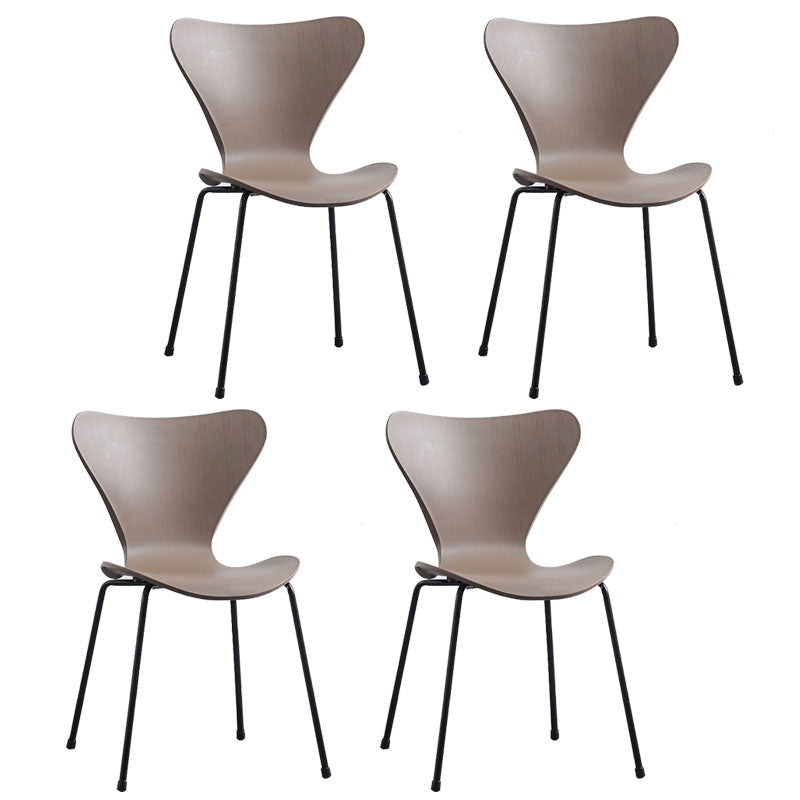 Home Wingback Dining Armless Chairs Indoor Dining Side Chairs with Metal Legs