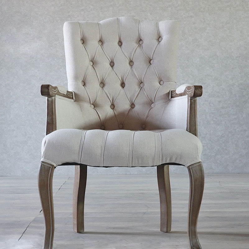 Chaise de salle à manger en bois Glam, fauteuil de salle à manger unique en tissu lin pour Restaurant
