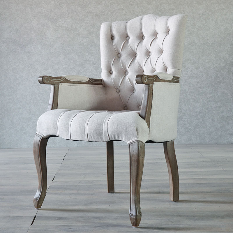 Chaise de salle à manger en bois Glam, fauteuil de salle à manger unique en tissu lin pour Restaurant