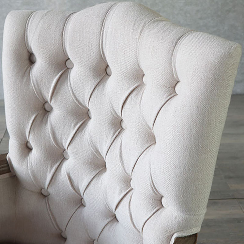 Chaise de salle à manger en bois Glam, fauteuil de salle à manger unique en tissu lin pour Restaurant
