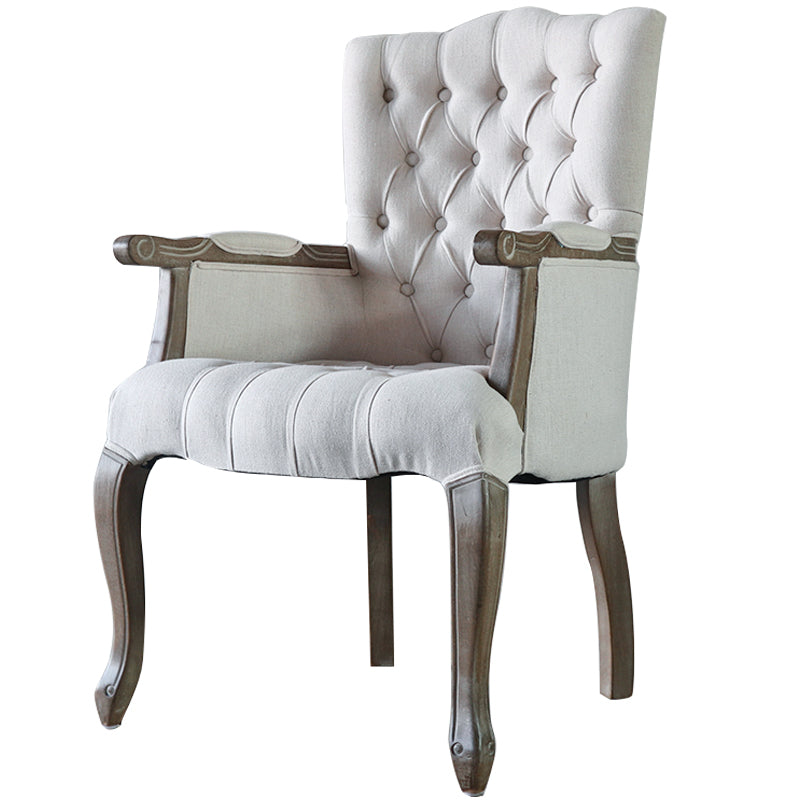 Chaise de salle à manger en bois Glam, fauteuil de salle à manger unique en tissu lin pour Restaurant