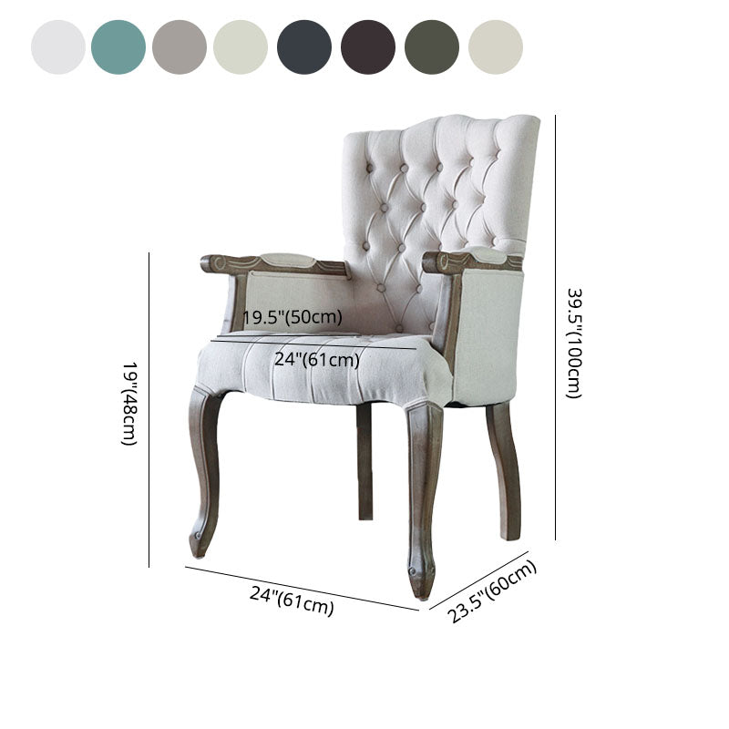 Chaise de salle à manger en bois Glam, fauteuil de salle à manger unique en tissu lin pour Restaurant