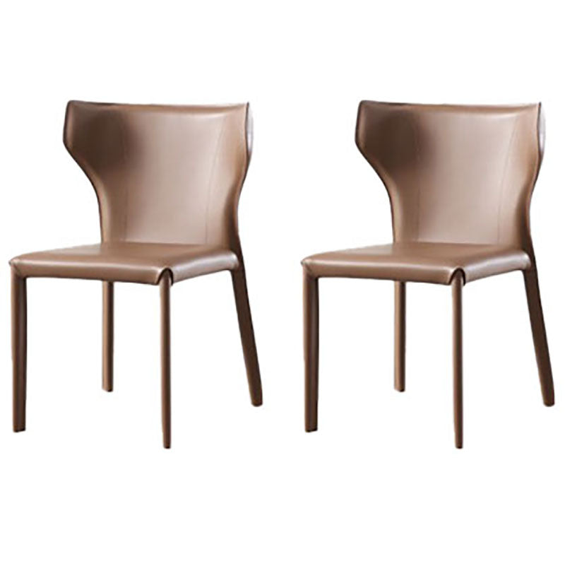 Modern Indoor-Outdoor Dining Room Chairs Wingback Parsons Armless Chair (Set of 2)