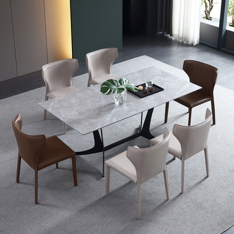 Modern Indoor-Outdoor Dining Room Chairs Wingback Parsons Armless Chair (Set of 2)