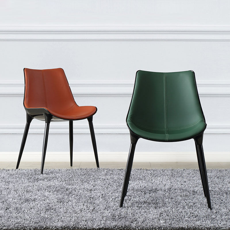 Silla de comedor de metal de estilo moderno, sillas auxiliares sin brazos para cocina (juego de 2)