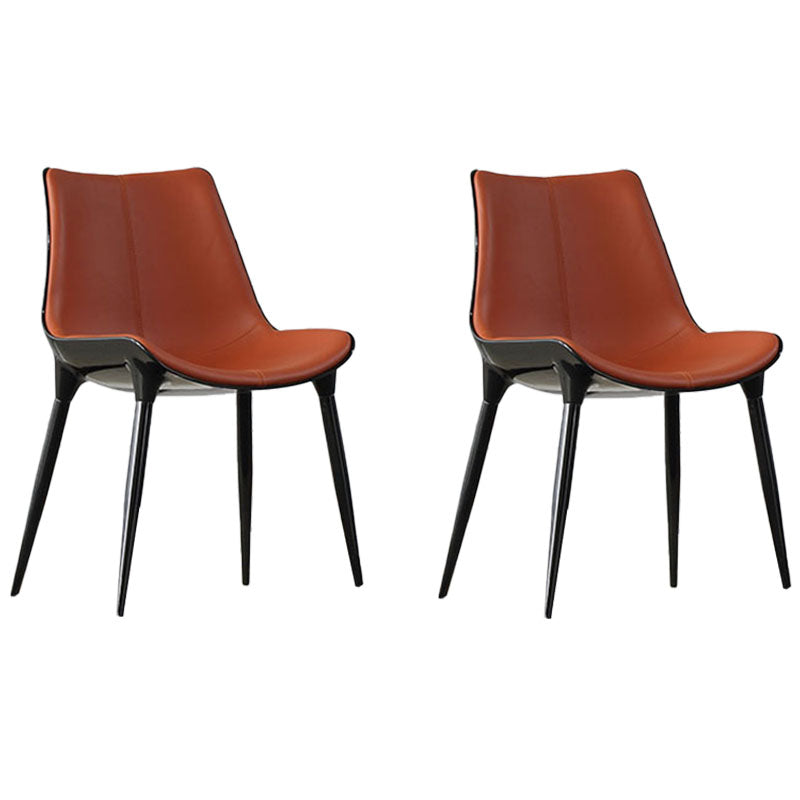 Silla de comedor de metal de estilo moderno, sillas auxiliares sin brazos para cocina (juego de 2)