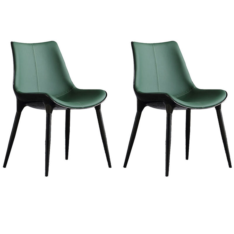 Silla de comedor de metal de estilo moderno, sillas auxiliares sin brazos para cocina (juego de 2)