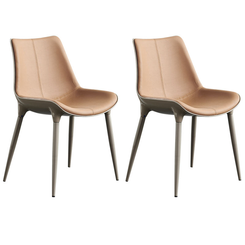 Silla de comedor de metal de estilo moderno, sillas auxiliares sin brazos para cocina (juego de 2)