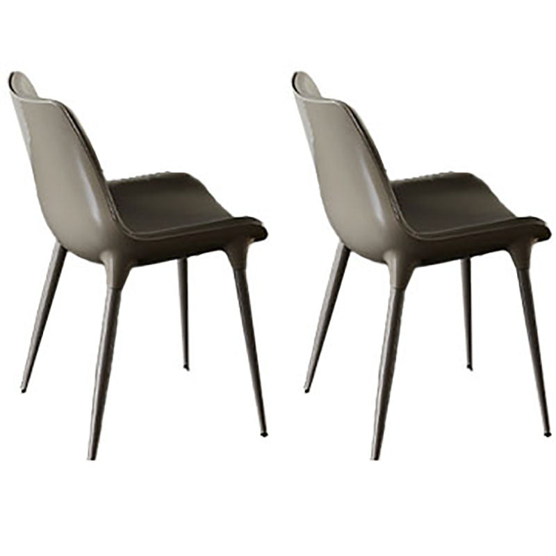 Silla de comedor de metal de estilo moderno, sillas auxiliares sin brazos para cocina (juego de 2)