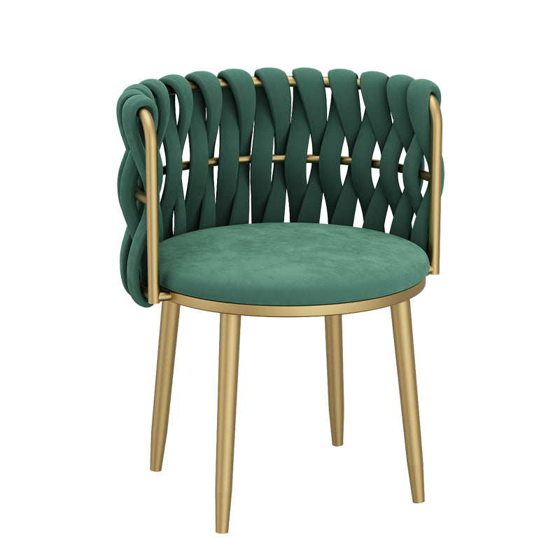 Noordse metalen eetkamerstoelen fluwelen armloze eetkamerstoelen voor restaurant