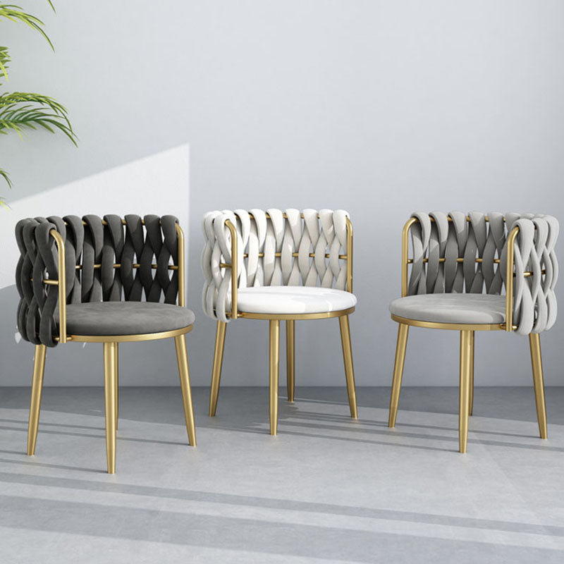 Noordse metalen eetkamerstoelen fluwelen armloze eetkamerstoelen voor restaurant