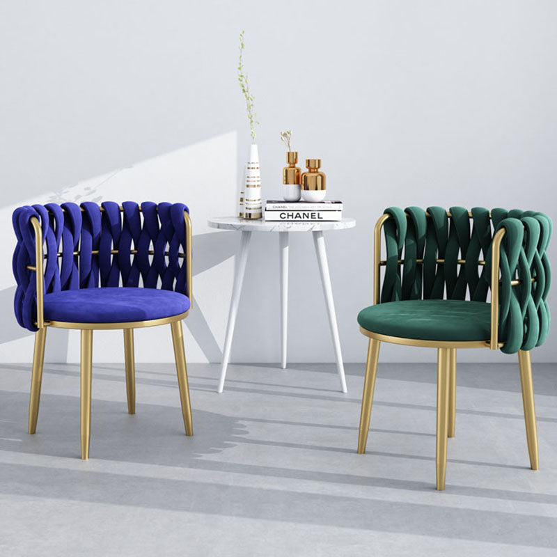 Noordse metalen eetkamerstoelen fluwelen armloze eetkamerstoelen voor restaurant