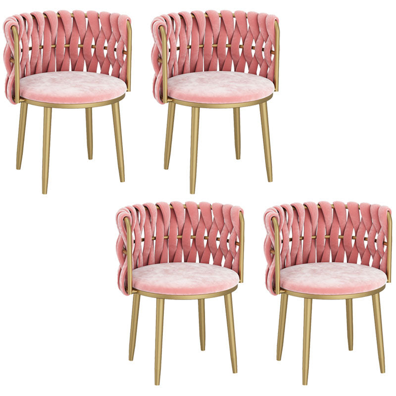 Noordse metalen eetkamerstoelen fluwelen armloze eetkamerstoelen voor restaurant