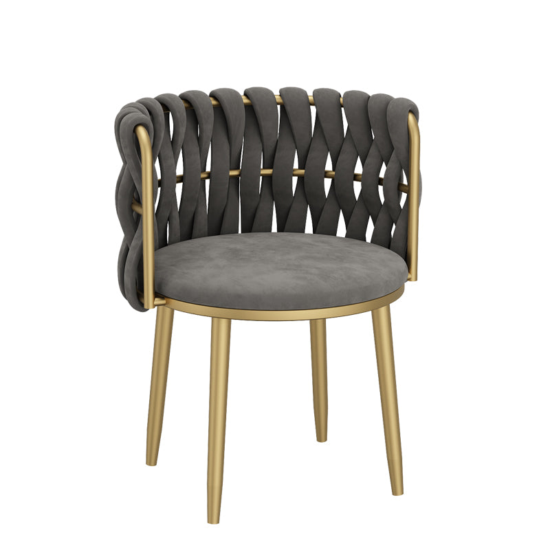 Noordse metalen eetkamerstoelen fluwelen armloze eetkamerstoelen voor restaurant