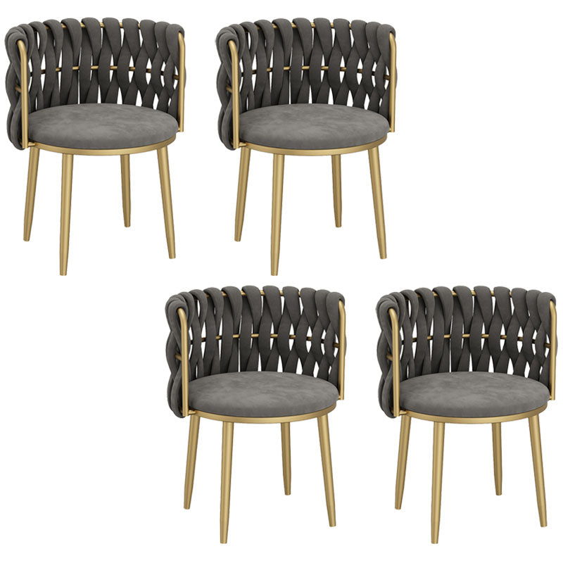 Noordse metalen eetkamerstoelen fluwelen armloze eetkamerstoelen voor restaurant