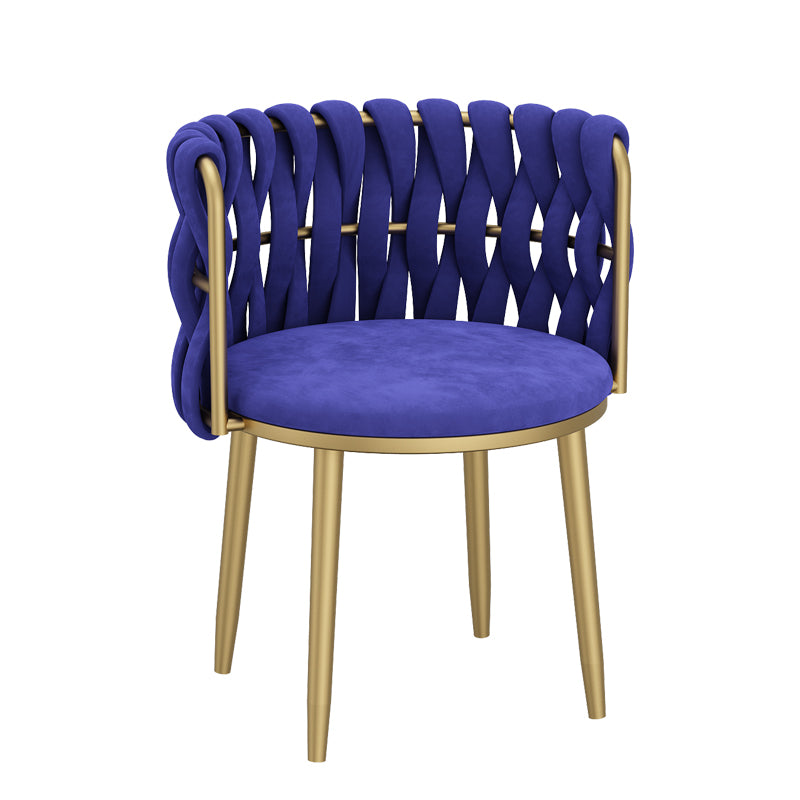 Noordse metalen eetkamerstoelen fluwelen armloze eetkamerstoelen voor restaurant