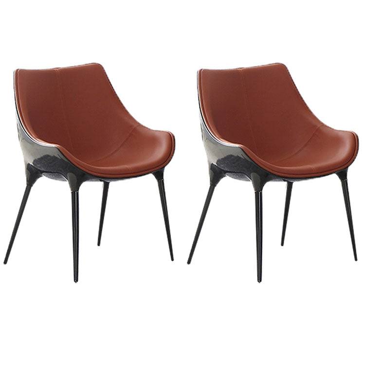 Silla de comedor de metal de estilo moderno, sillas laterales con brazo de comedor para cocina (juego de 2)
