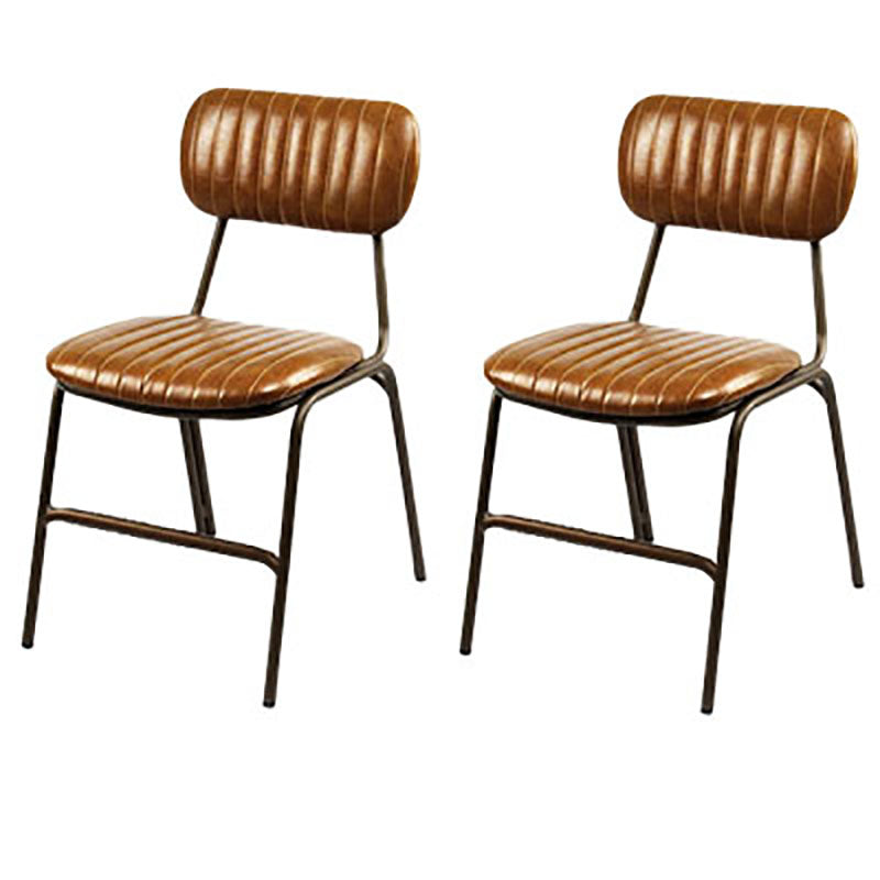 Sillas de comedor de metal industrial con respaldo abierto, sillas de comedor laterales sin brazos (juego de 2)
