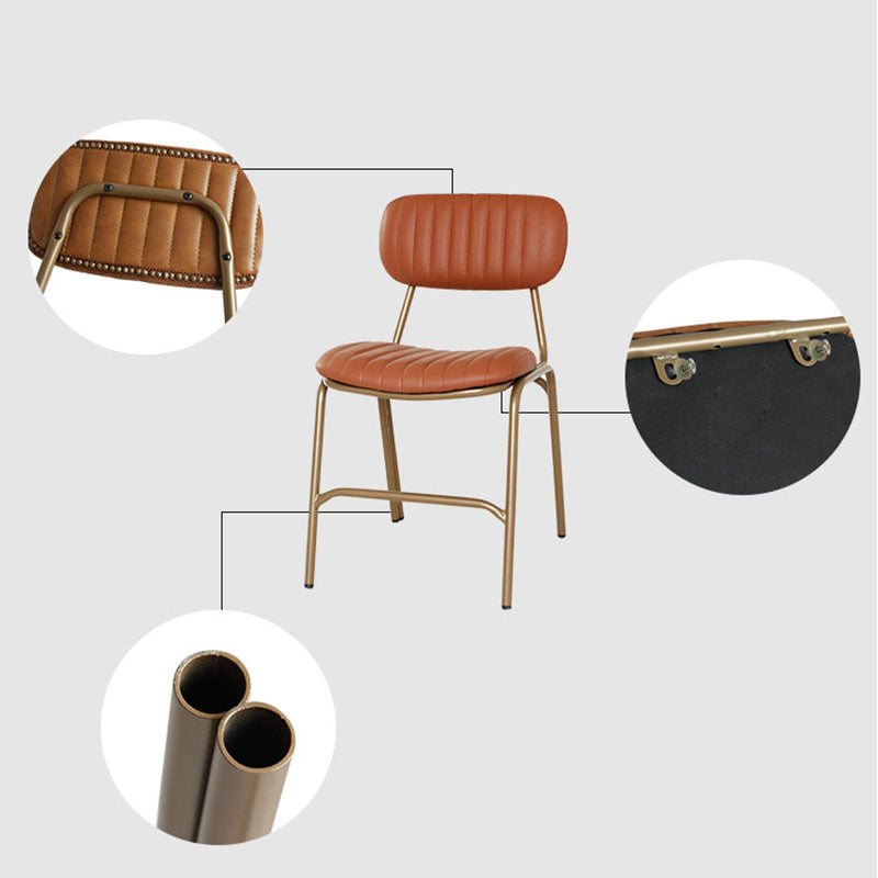 Sillas de comedor de metal industrial con respaldo abierto, sillas de comedor laterales sin brazos (juego de 2)