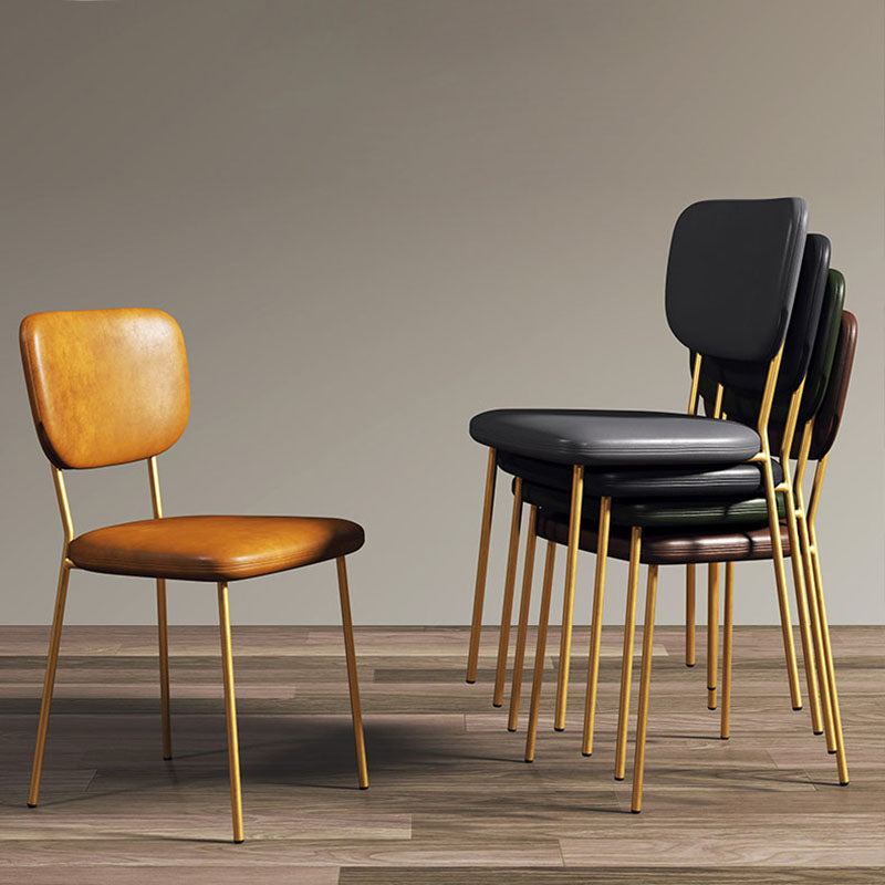 Sillas de comedor de metal nórdico, silla sin brazos con respaldo abierto para restaurante (juego de 2)