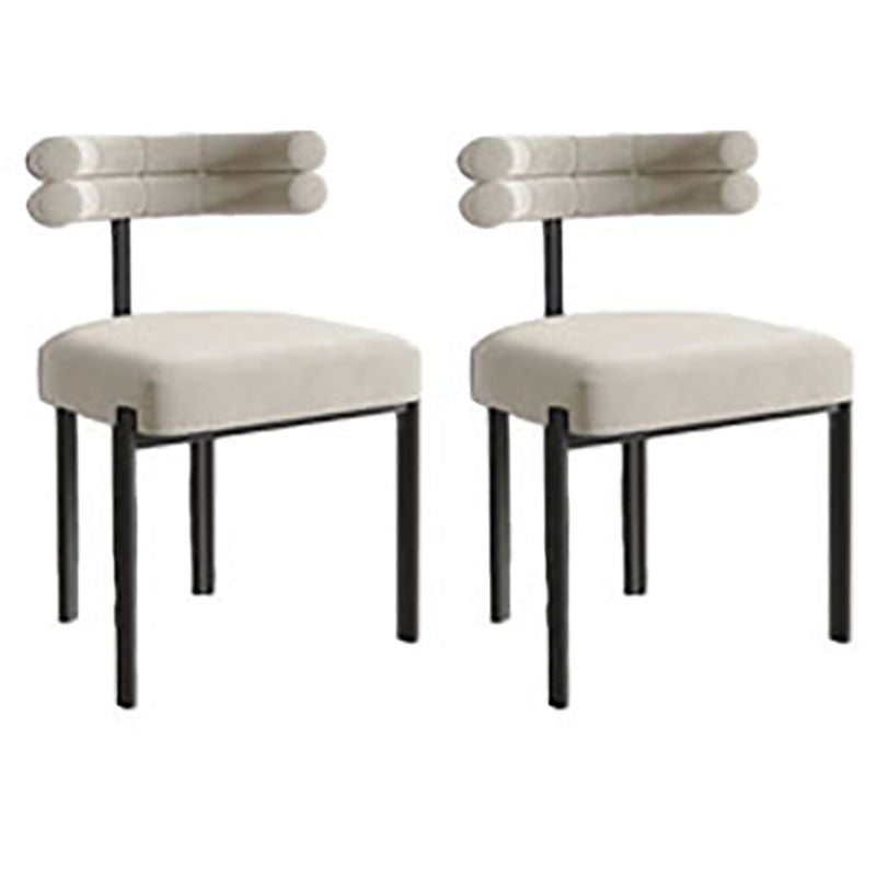 Chaise d'appoint de café en velours de style designer, chaise de salle à manger ouverte aux couleurs fraîches (Ensemble de 2)