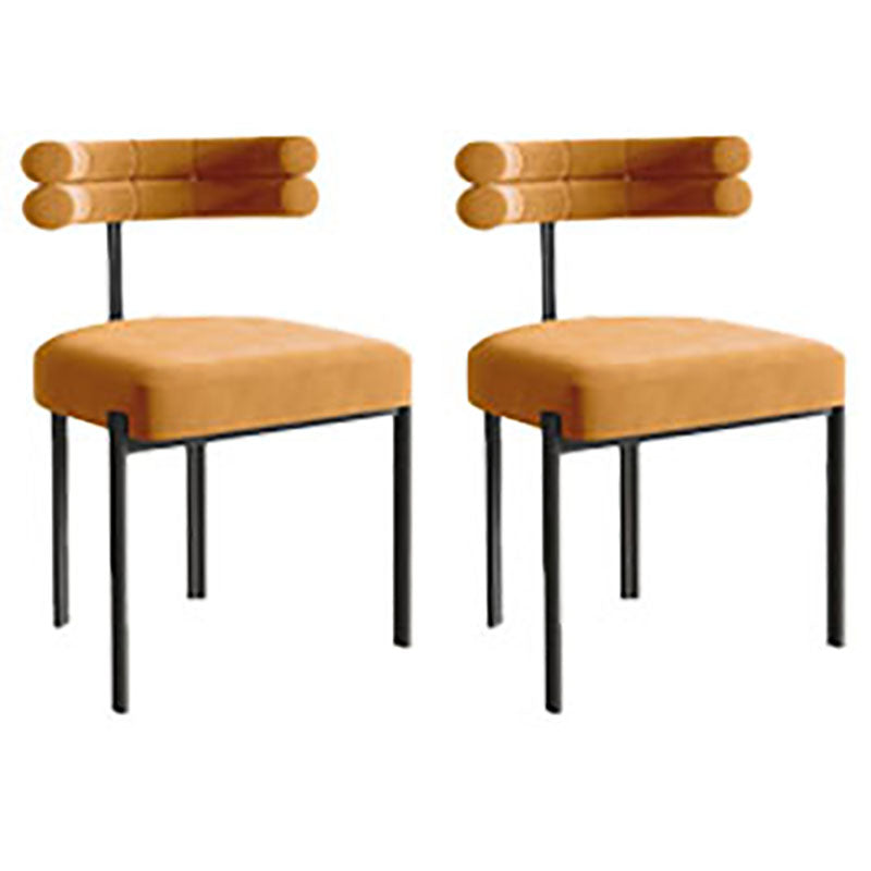 Chaise d'appoint de café en velours de style designer, chaise de salle à manger ouverte aux couleurs fraîches (Ensemble de 2)