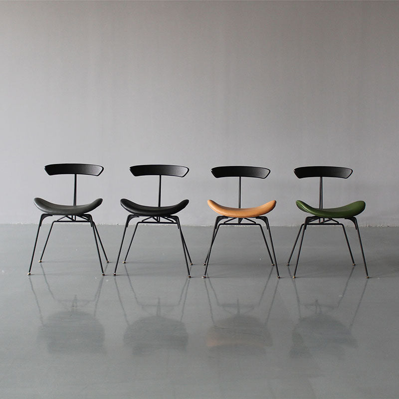 Silla lateral tapizada industrial para comedor, acabado mate, parte trasera abierta, silla de comedor